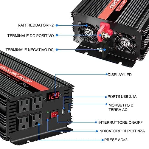 Inversor de Onda Sinusoidal Pura BENNTOP de 2000 vatios 12v - Imagen 3