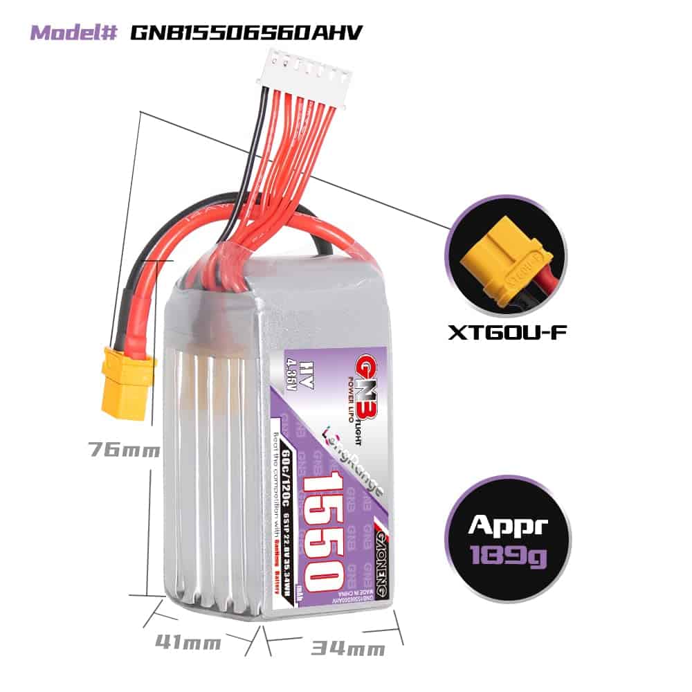 Batería LiPo GAONENG GNB 6S 1550mAh 22.8V HV Alta Tensión - Imagen 6