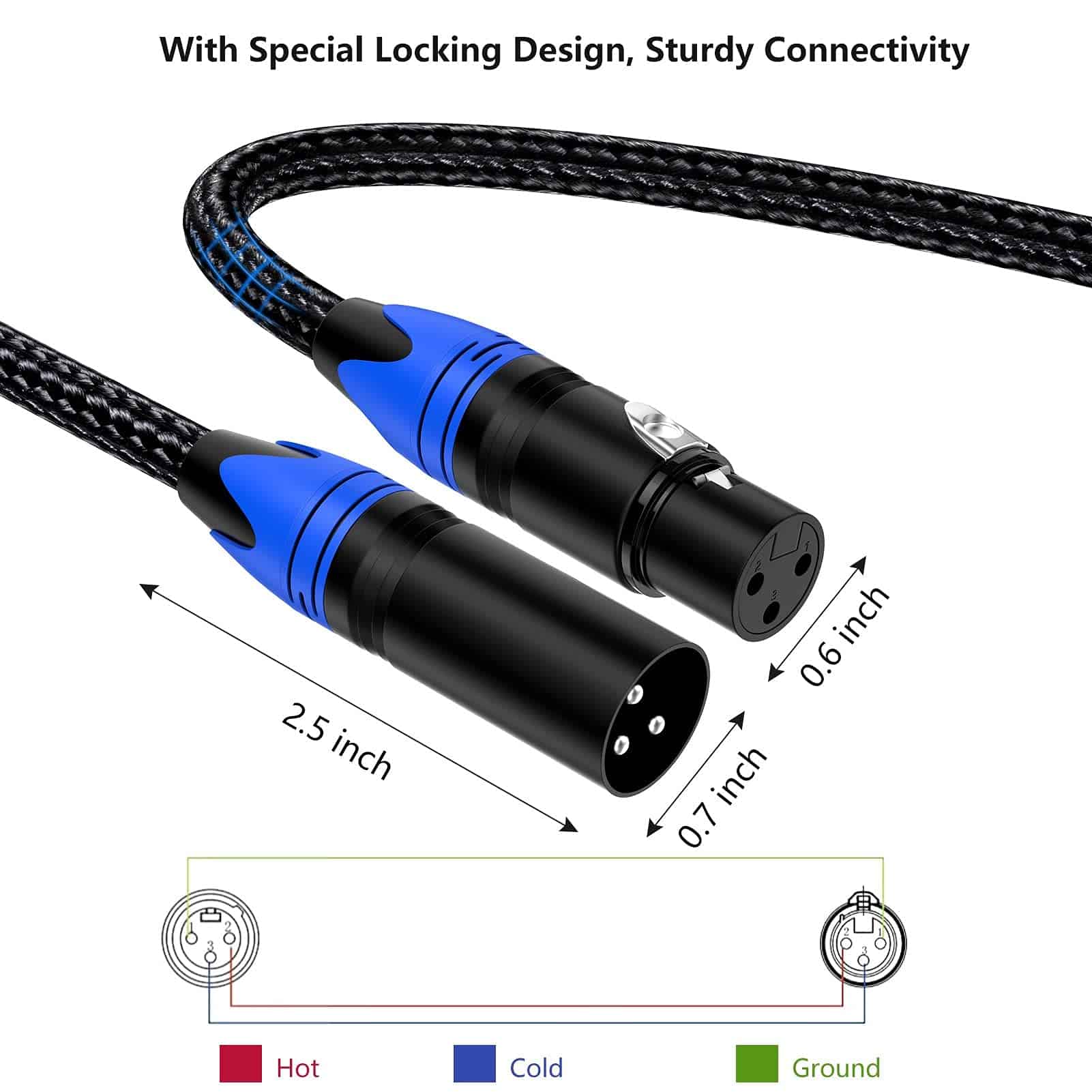 Cables de micrófono XLR Anewbig 10 pies 6 Pack, Cable de - Imagen 8