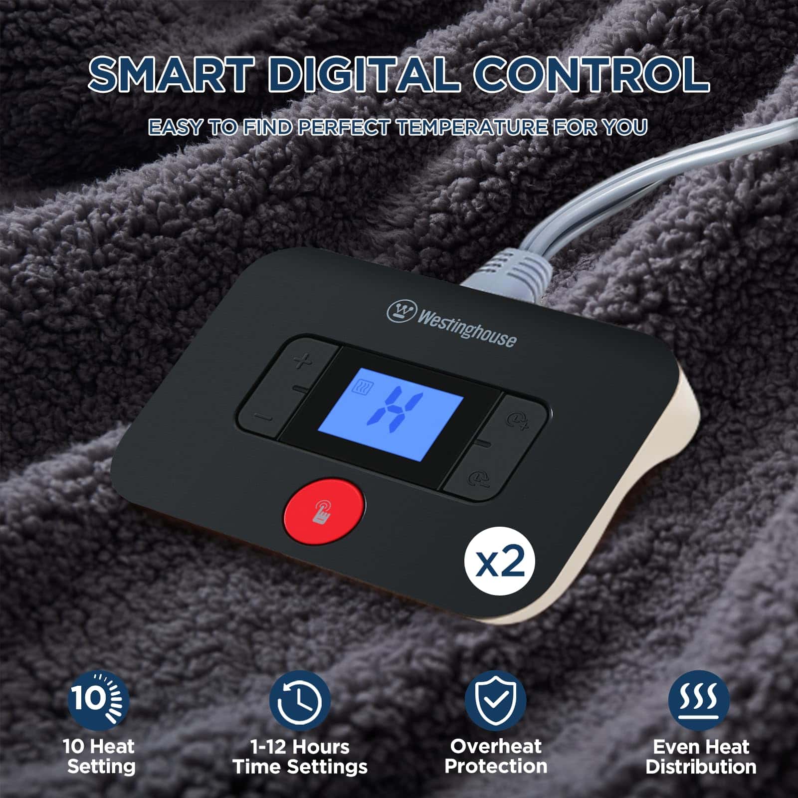 Manta eléctrica Westinghouse tamaño queen, suave y - Imagen 3