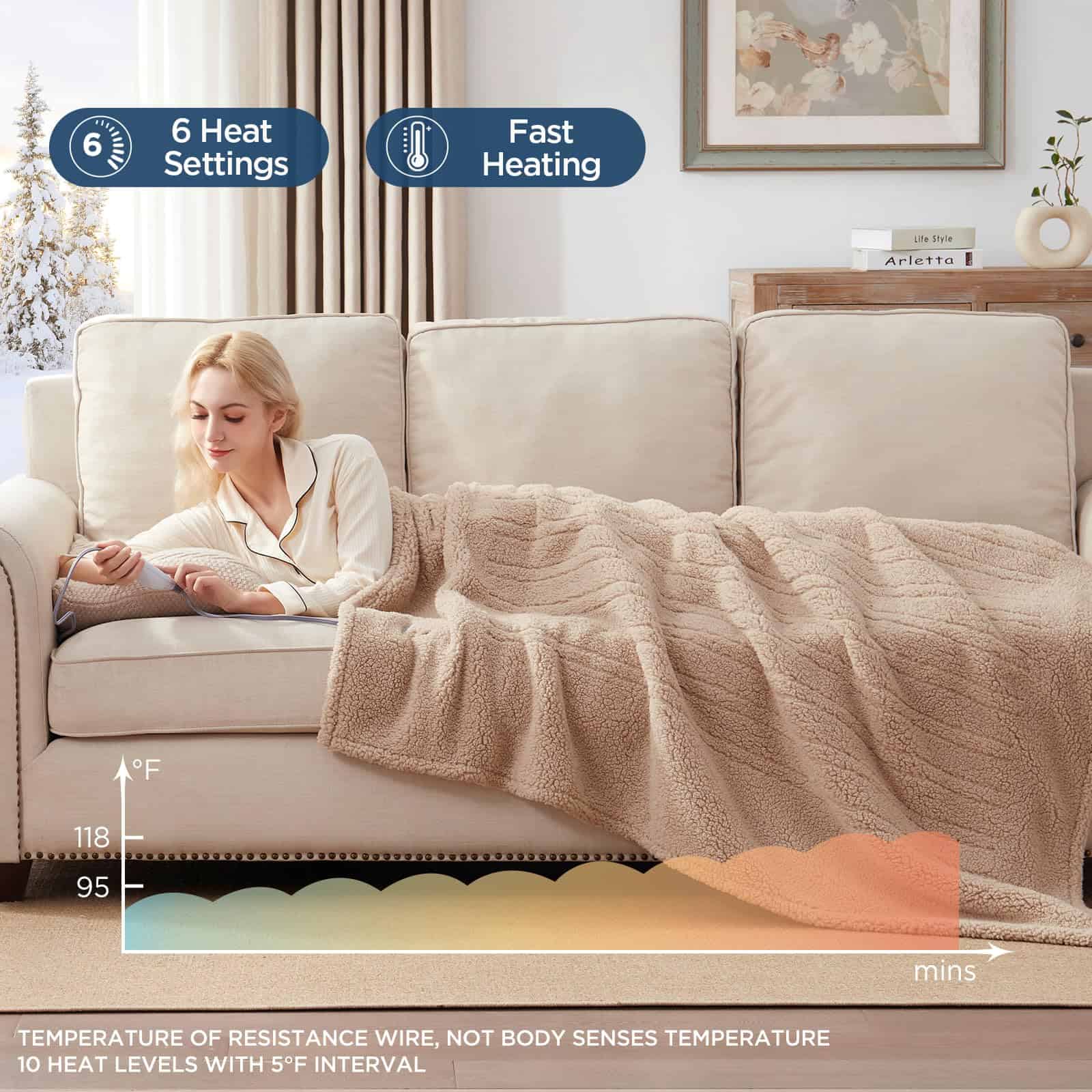 Manta Eléctrica Westinghouse tamaño Throw, Suave Plush - Imagen 5