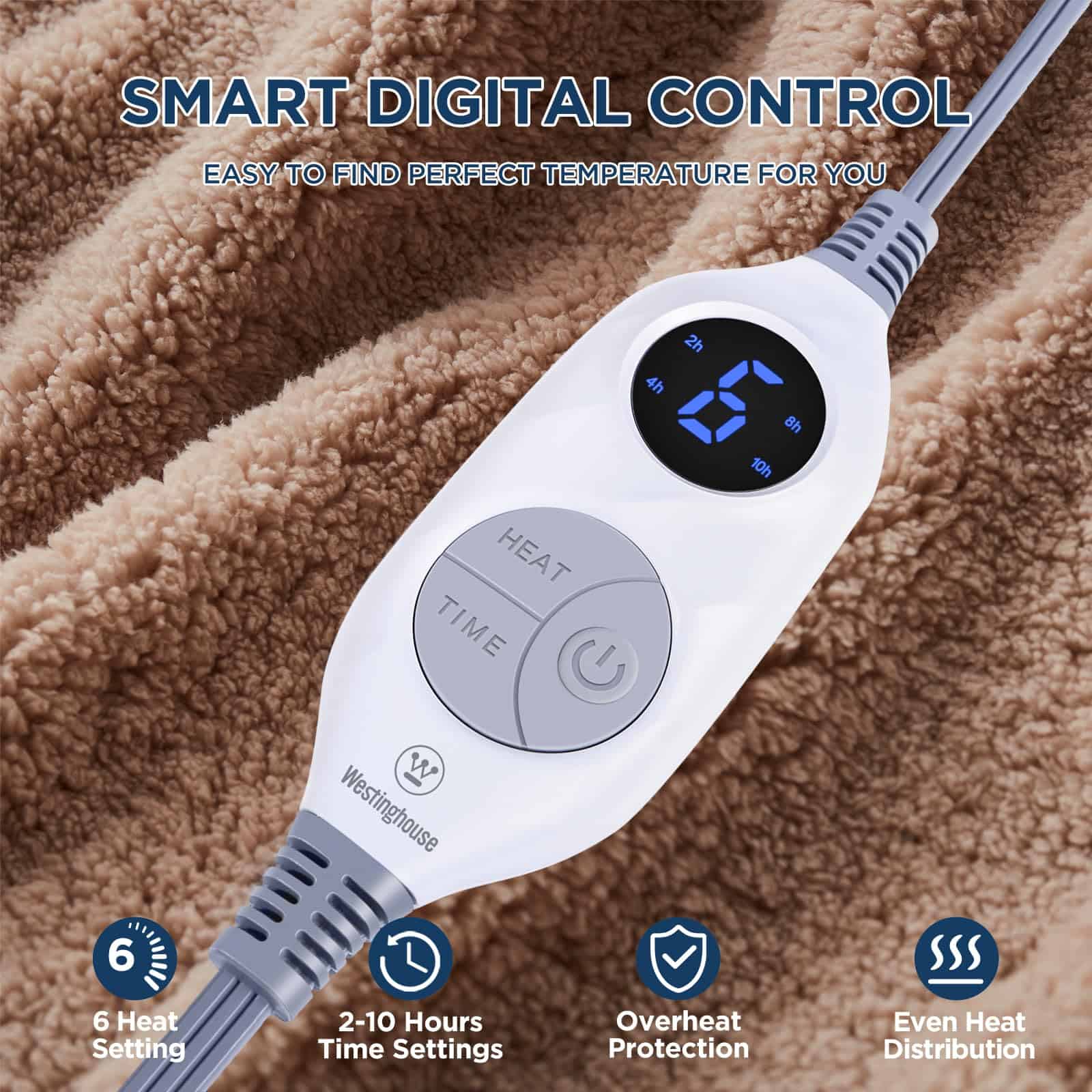 Manta Eléctrica Westinghouse tamaño Throw, Suave Plush - Imagen 3