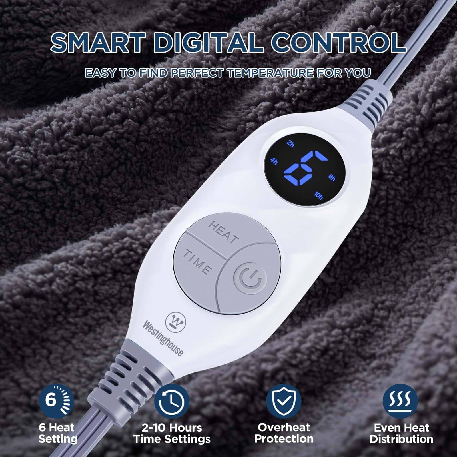 Manta Eléctrica Westinghouse Tamaño Throw, Suave y - Imagen 3