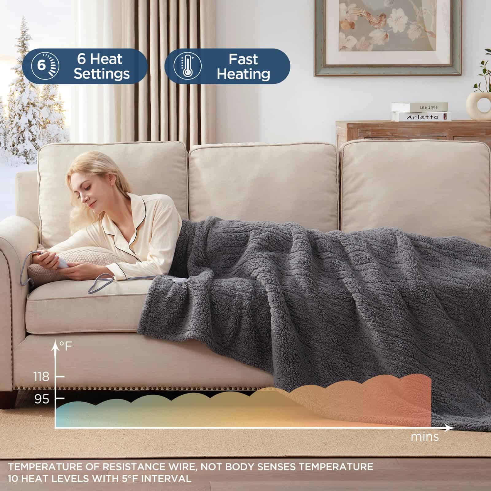 Manta Eléctrica Westinghouse Tamaño Throw, Suave y - Imagen 5