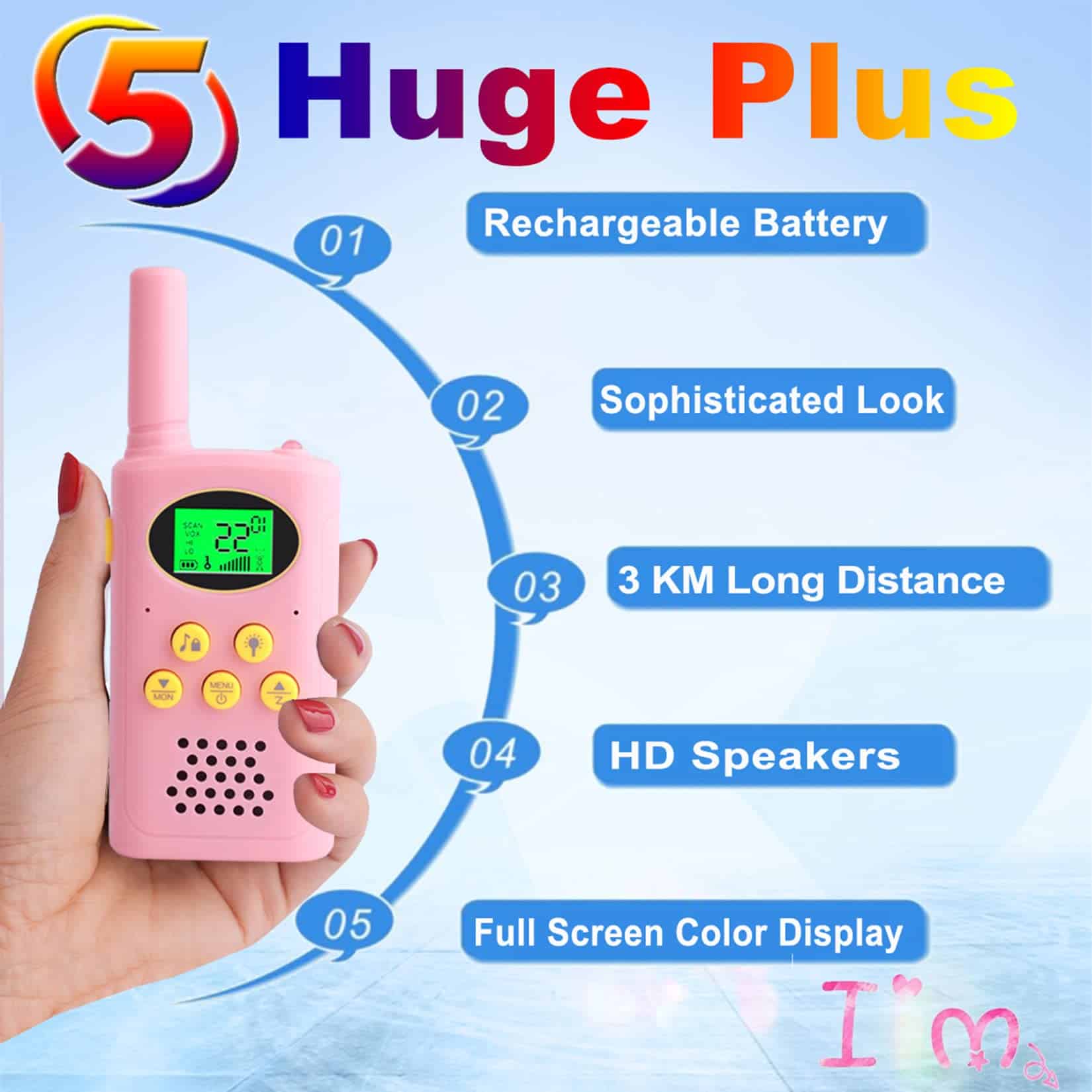 POKPOW Walkie Talkies para Niños Recargables 3 Pack Largo - Imagen 3