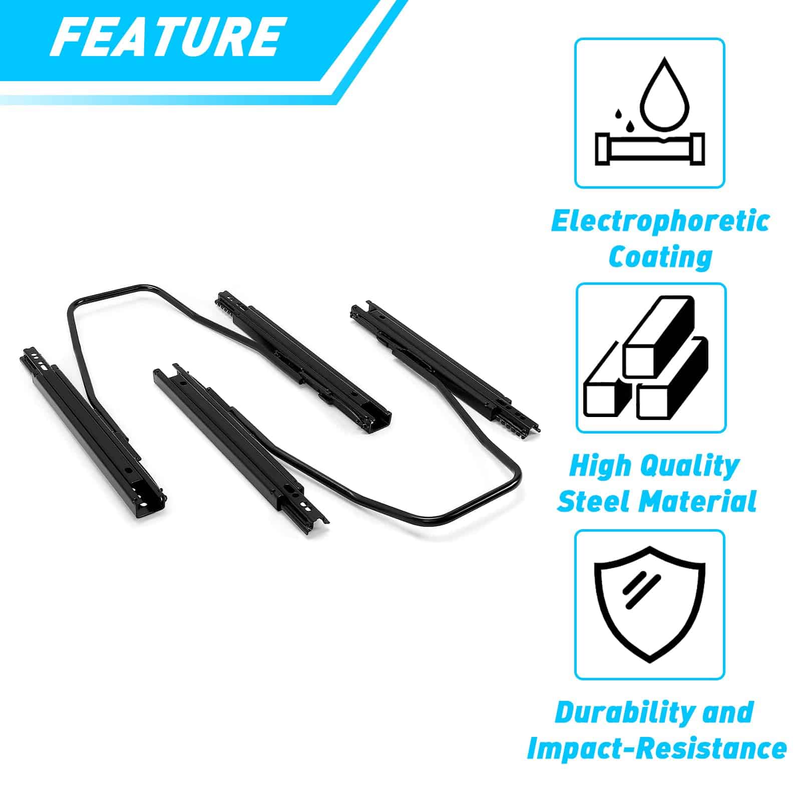 Kojem Universal Seat Sliders Seat Mounting Track, Kit de - Imagen 3