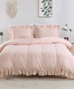 Funda de Edredón con Volantes Rosados Tamaño Queen, Juego