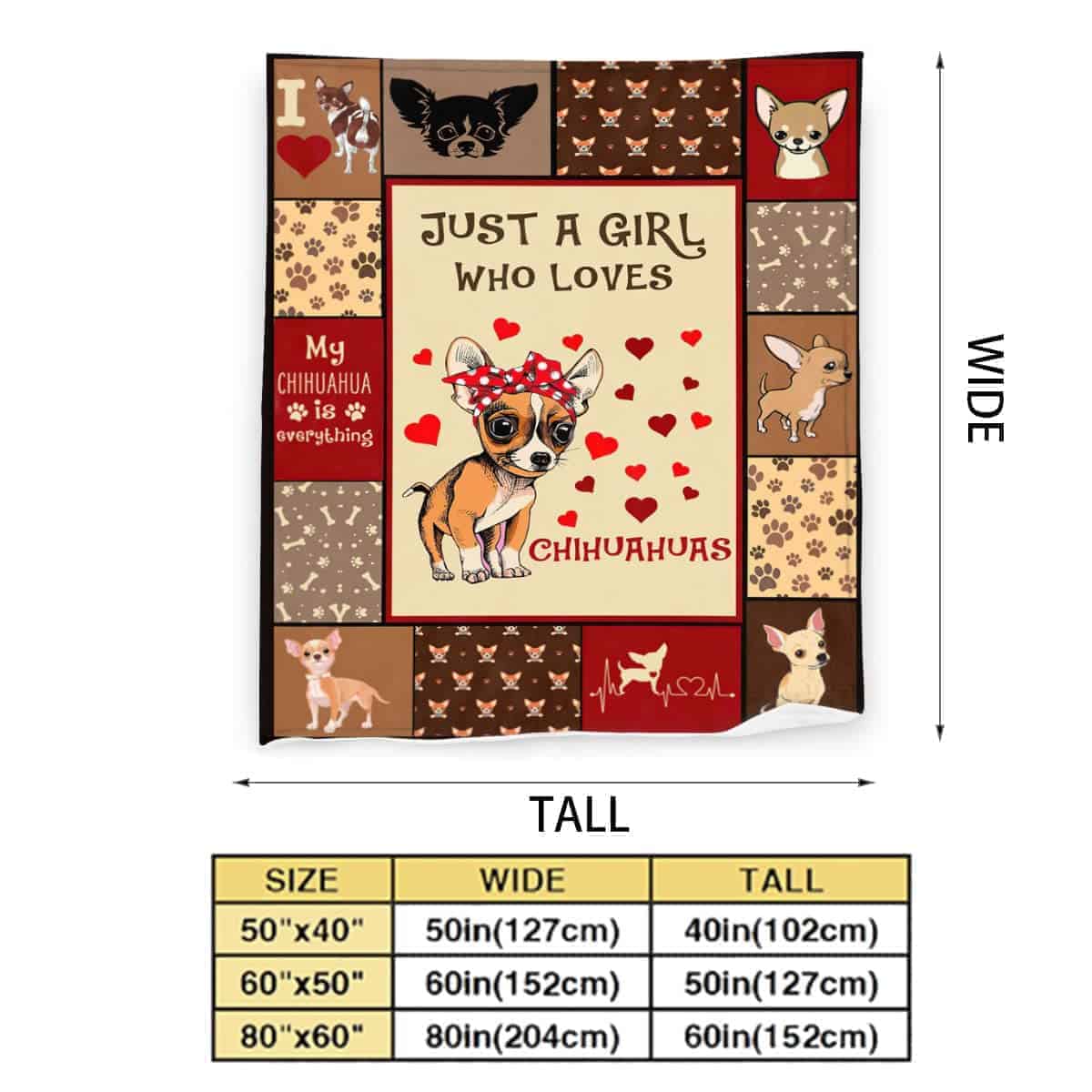 Manta Decorativa 'Just A Girl Who Loves Chihuahuas' - - Imagen 3