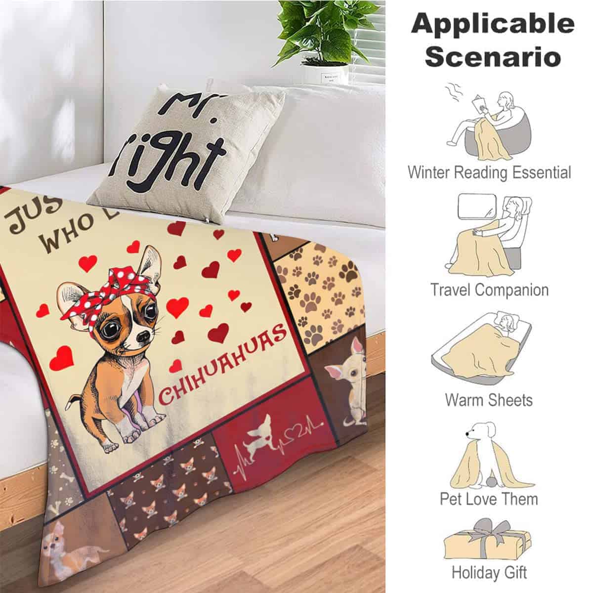 Manta Decorativa 'Just A Girl Who Loves Chihuahuas' - - Imagen 6