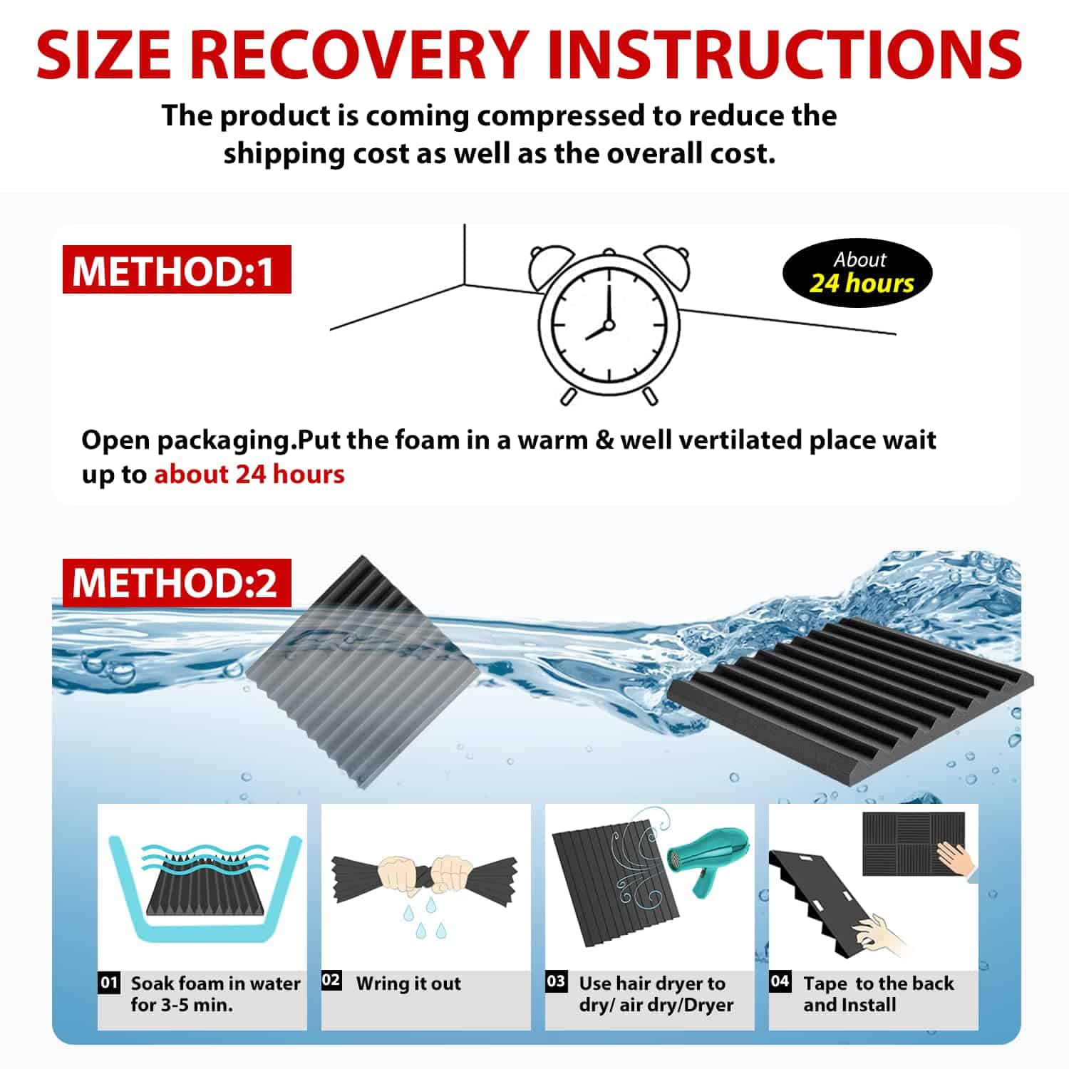 Paneles Acústicos 1"x12"x12" de Espuma de Alta Densidad - Imagen 7