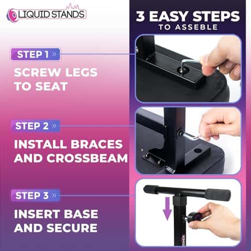 Banco de Piano Ajustable de Liquid Stands - Asiento de - Imagen 5