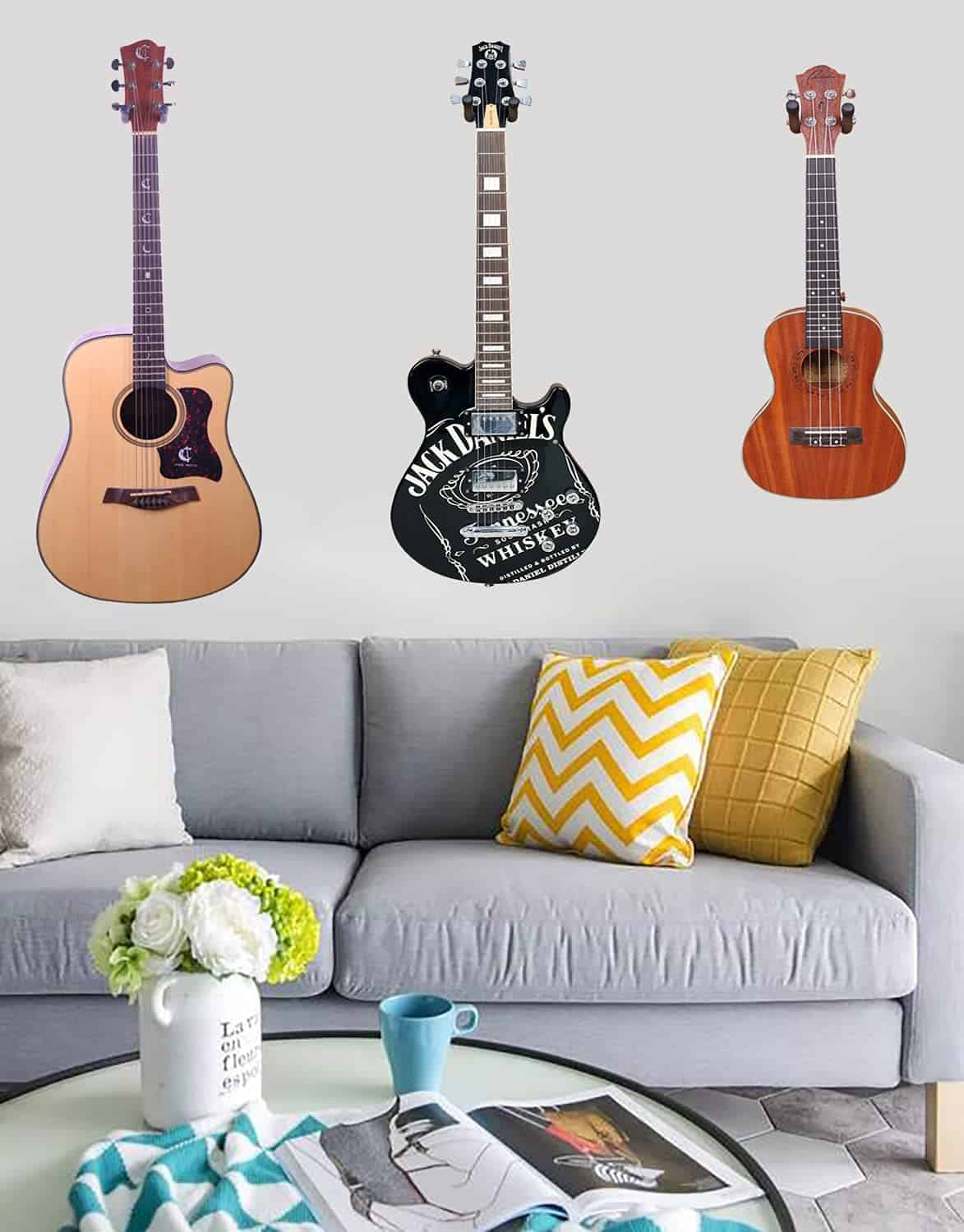 Paquete de 3 Soportes de Pared para Guitarra, Montaje de - Imagen 8