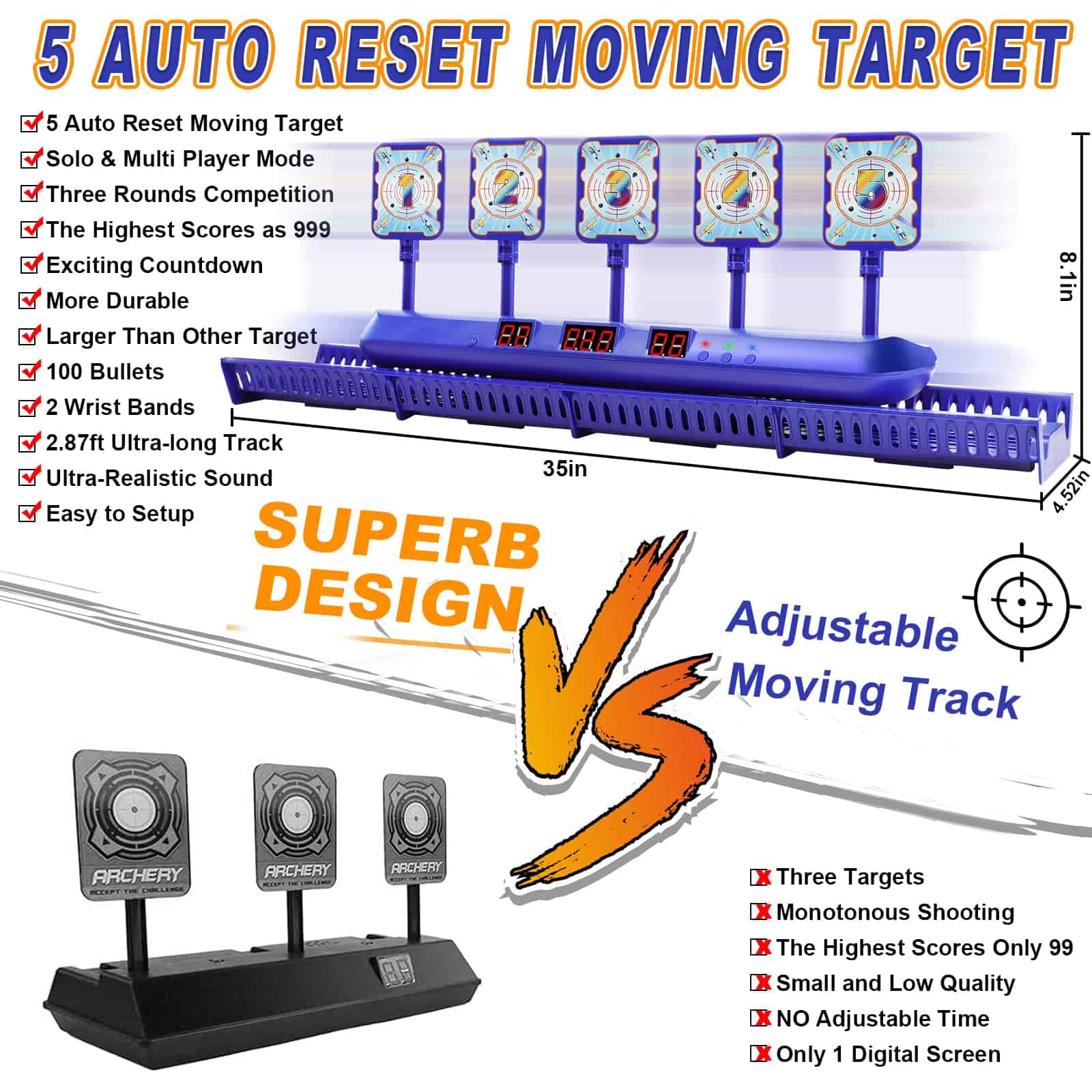 Kit de Objetivos para Pistola Nerf, Objetivo Móvil de Tiro - Imagen 5