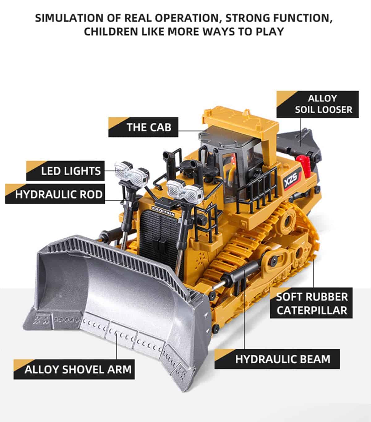 Juguete de Bulldozer RC WEECOC Juguete de Excavadora de - Imagen 7