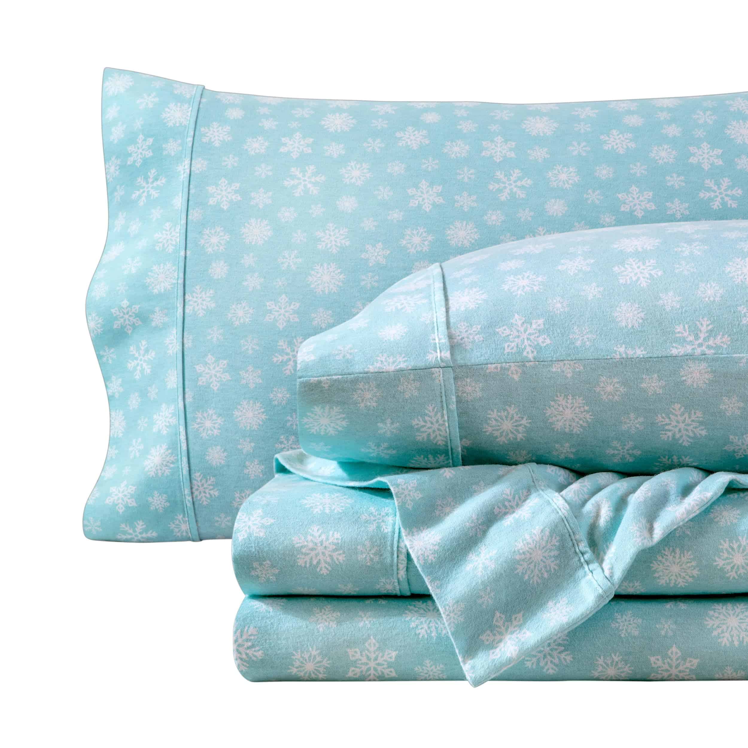 Juego de sábanas de franela Bare Home Prints, -Blanco