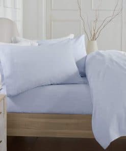 Juego de sábanas de franela 100% algodón -Azul Claro