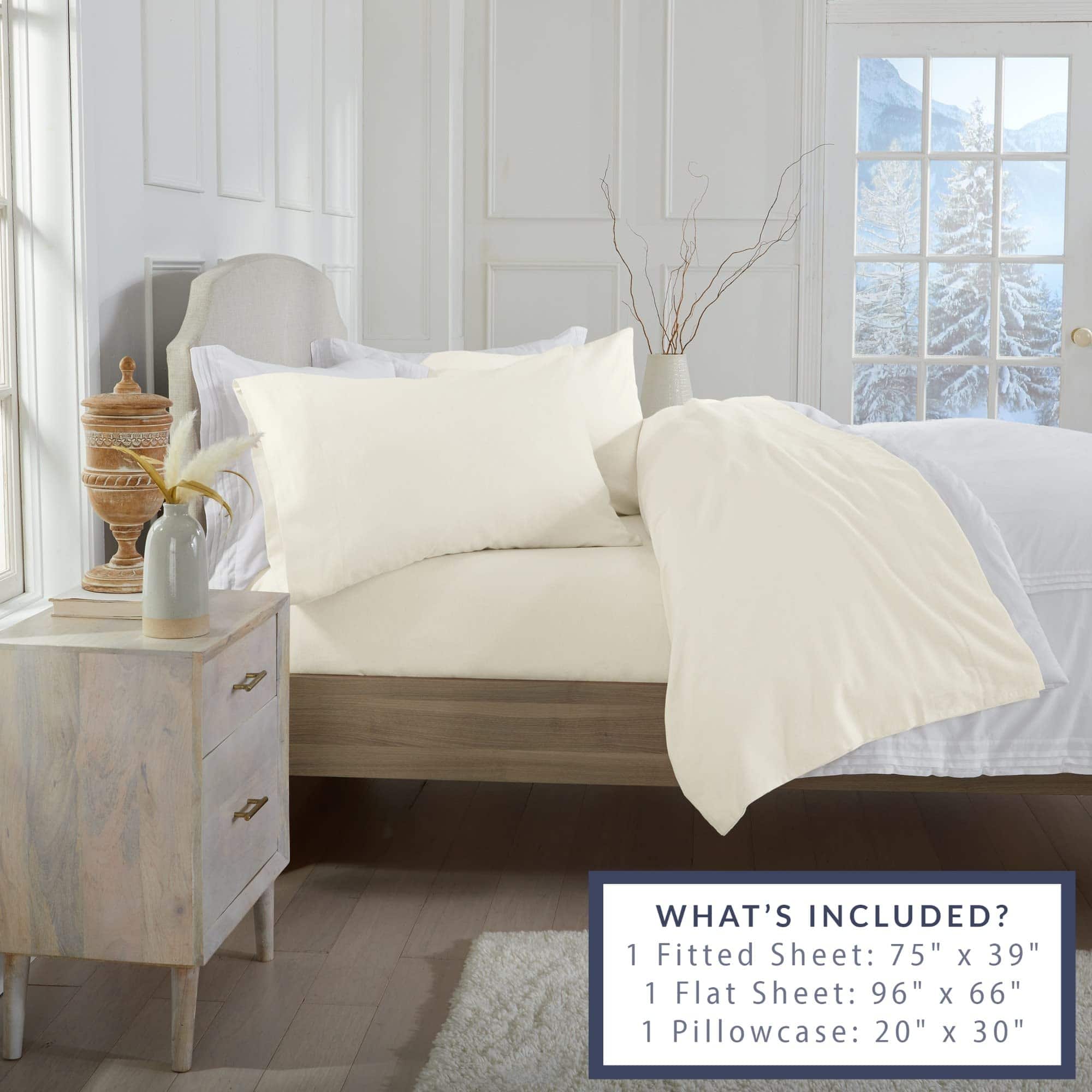 Juego de sábanas de franela 100% algodón -Marfil - Imagen 6