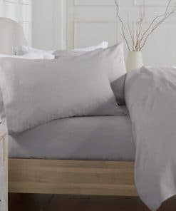 Juego de sábanas de franela 100% algodón -Gris Oscuro