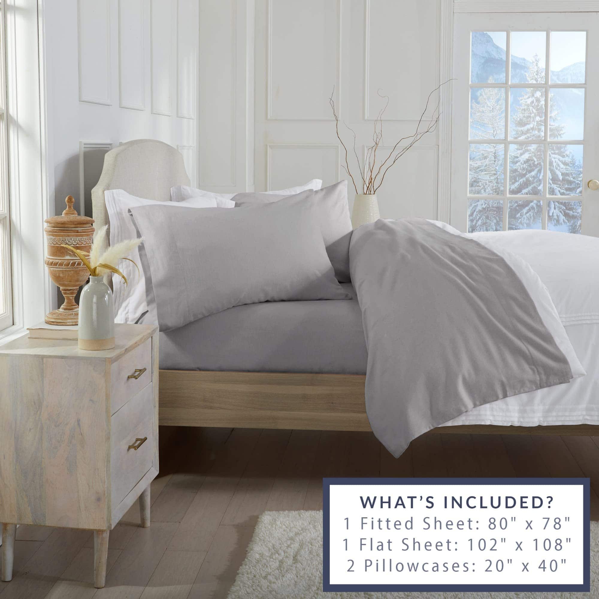 Juego de Sábanas de Franela 100% Algodón -Gris Oscuro - Imagen 6