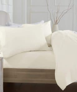 Juego de sábanas de franela 100% algodón -Marfil