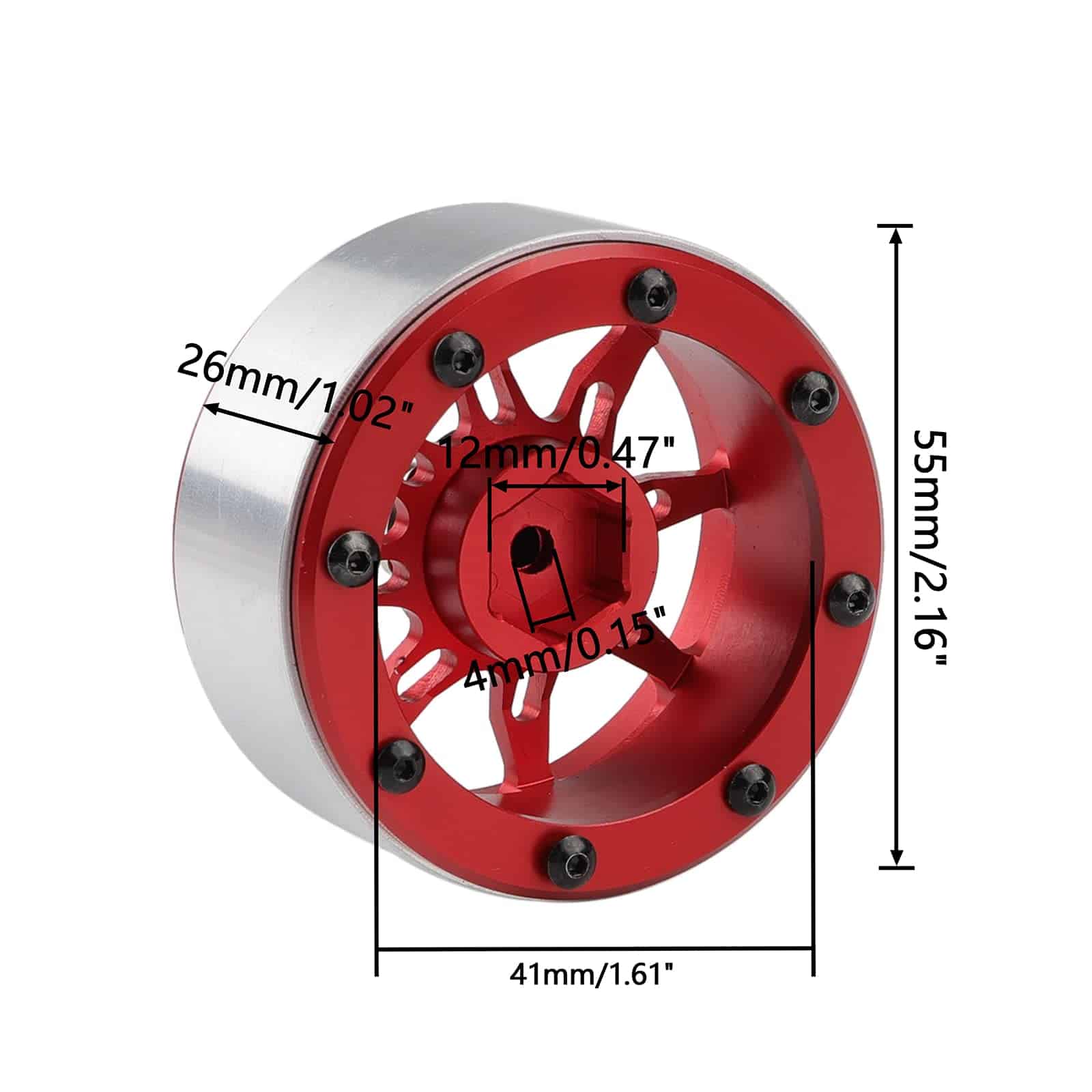 4 Ruedas de Aluminio con Bloqueo de Cuentas de 1.9" con - Imagen 3