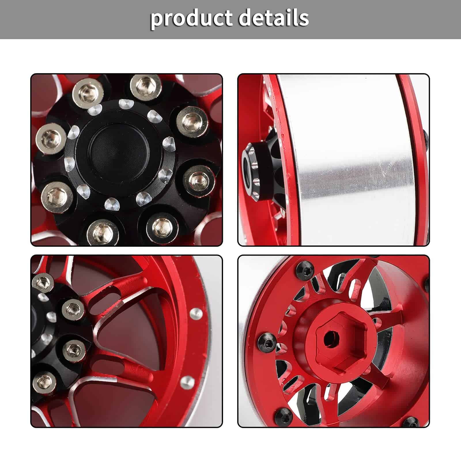 4 Ruedas de Aluminio con Bloqueo de Cuentas de 1.9" con - Imagen 4