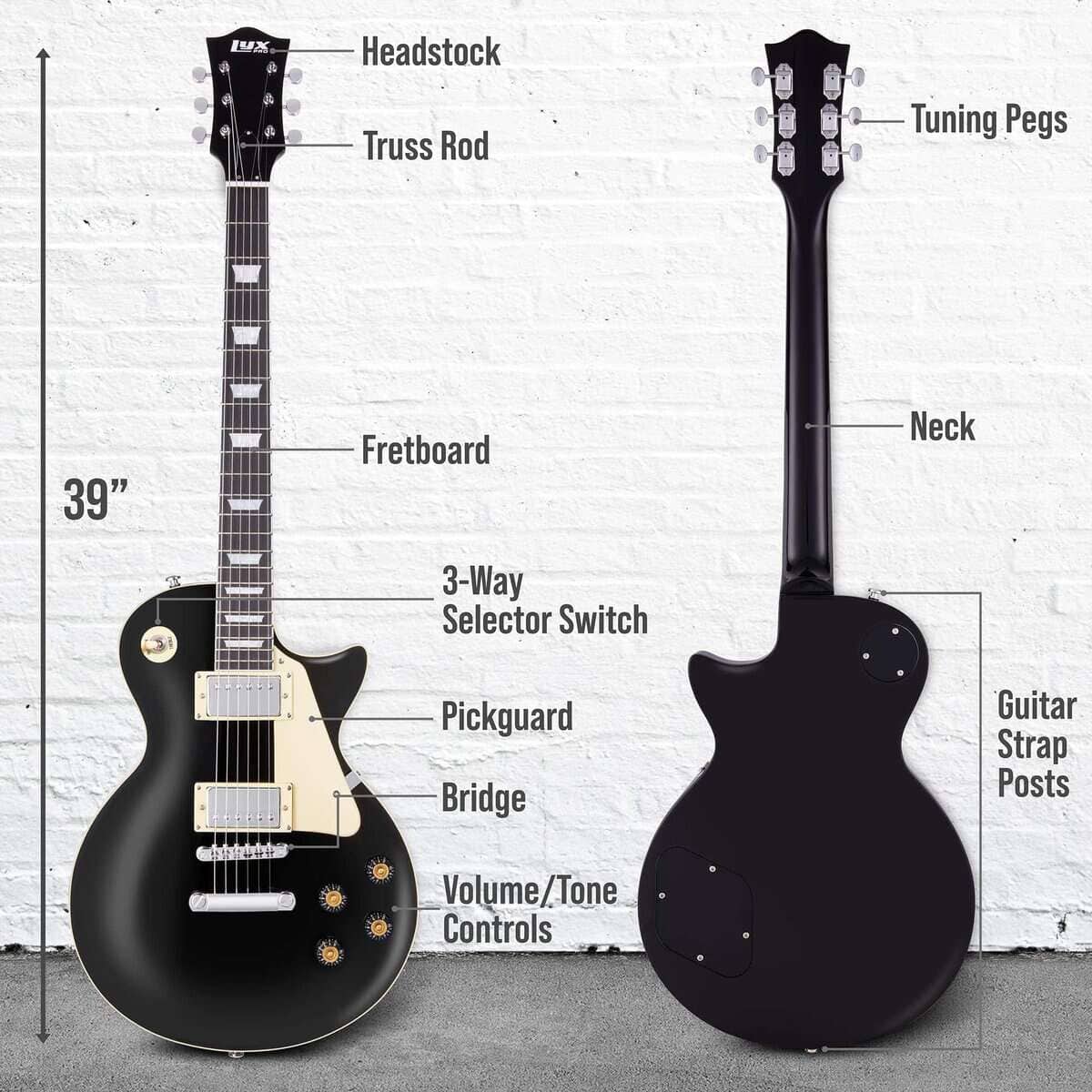 Guitarra Eléctrica LyxPro 39" Serie SB, Estilo LP para - Imagen 7