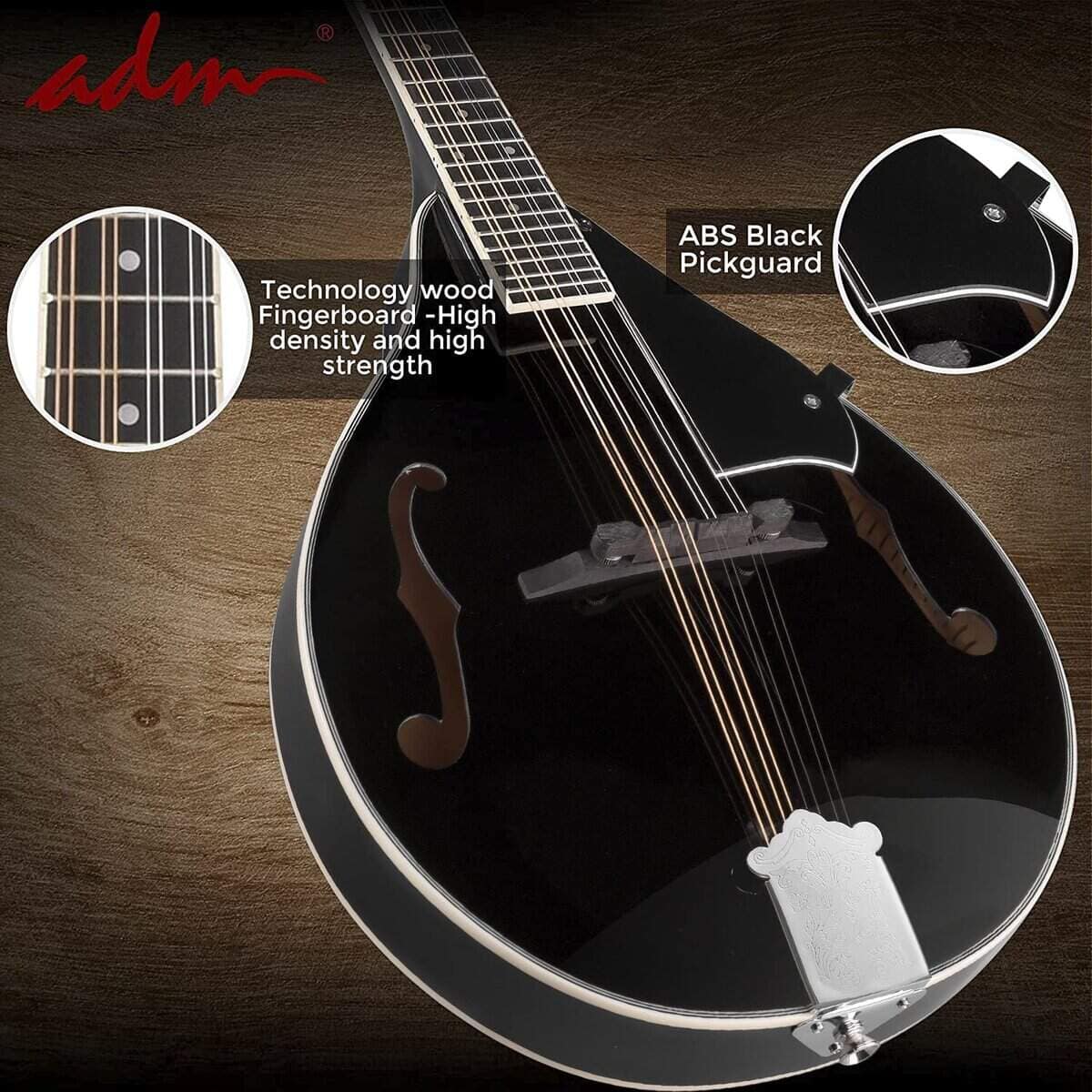 Kit de Instrumento de Mandolina Acústica ADM Estilo A para - Imagen 4