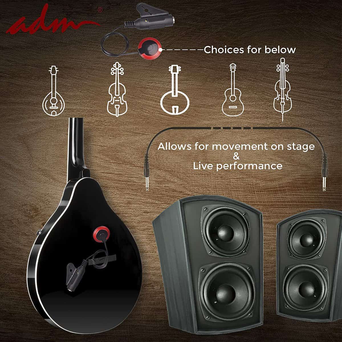 Kit de Instrumento de Mandolina Acústica ADM Estilo A para - Imagen 7