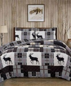 Juego de Edredón Reversible de 2 Piezas Market -Gris / Taupe