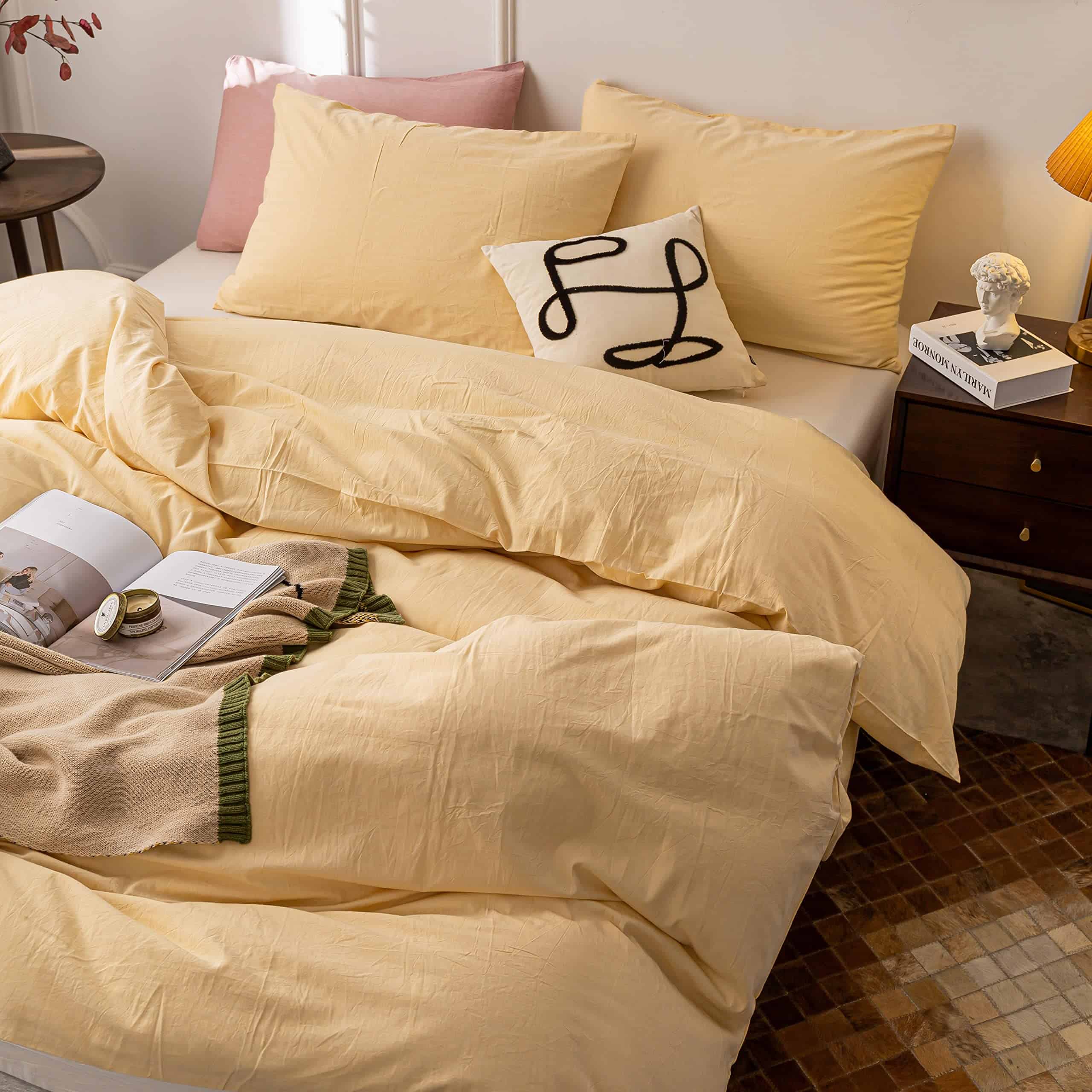 Juego de Funda de Edredón de Algodón Lavado para Cama - Imagen 4