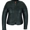 Chaqueta de Moto de Cuero para Mujer en Negro Vance Leather