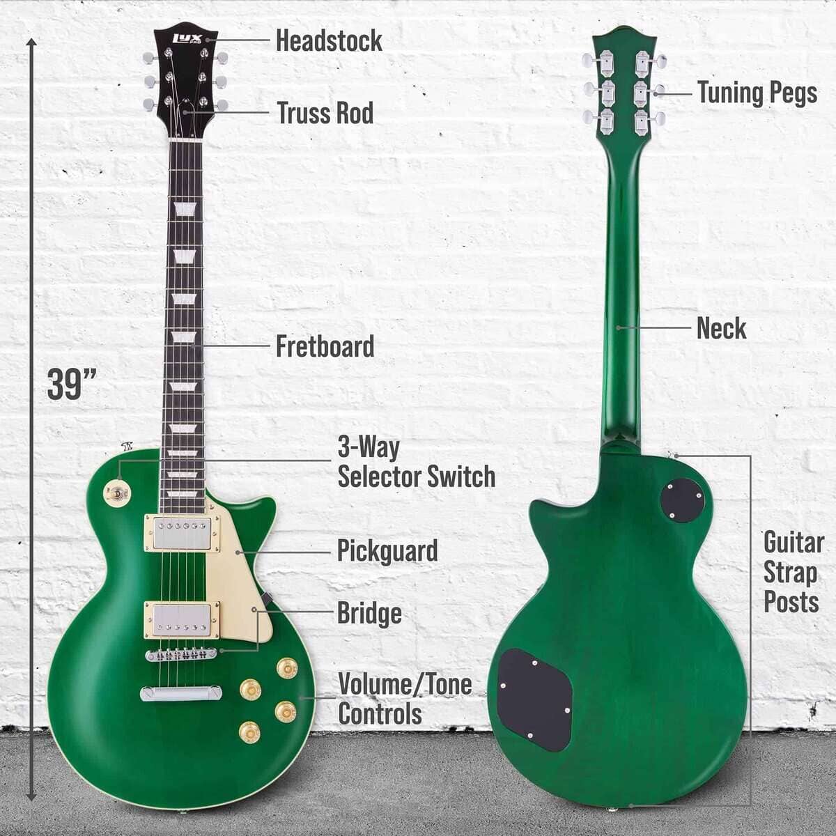 Guitarra Eléctrica LyxPro 39'' de la Serie SB, Estilo LP - Imagen 7