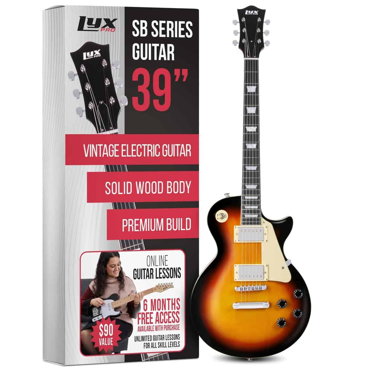 Guitarra Eléctrica LyxPro Serie 39” SB, Estilo LP para