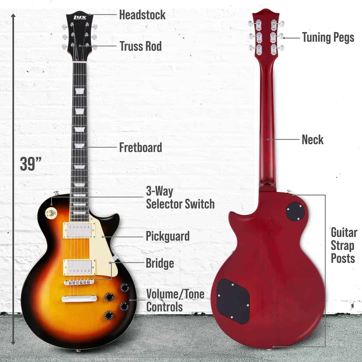 Guitarra Eléctrica LyxPro Serie 39” SB, Estilo LP para - Imagen 7