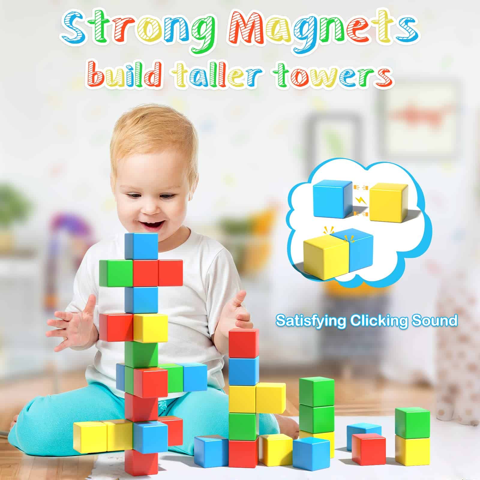 Asago Magnetic Blocks, 56 Piezas 1.34 pulgadas Grandes - Imagen 5