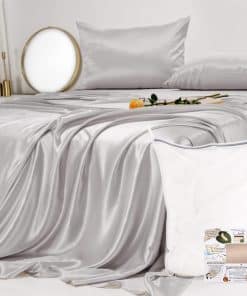 Juego de sábanas de seda 100% pura de mora PROMEED Queen