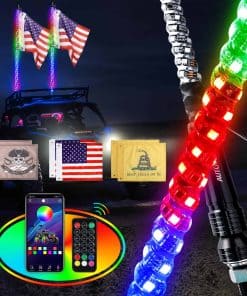 Luces de Látigo - AUTOOMMO 1Pcs 4FT Espiral RGB LED Luces