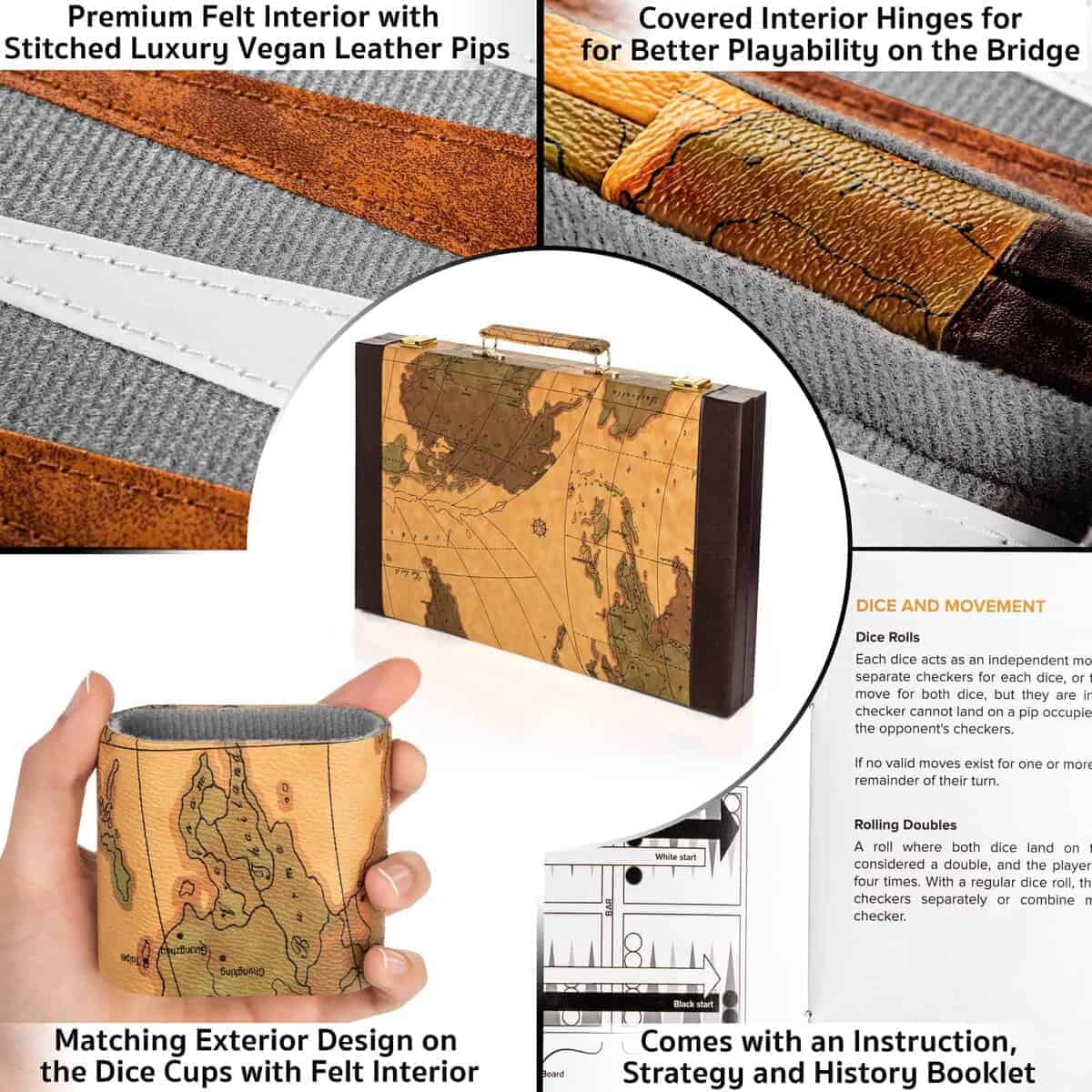 Yglis 18" Juegos de Backgammon Grandes para Adultos - - Imagen 6