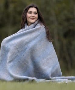 Manta de lana de alpaca gruesa para camping en -Gris suave/A