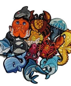 Set de 13 parches bordados de vida marina para niños