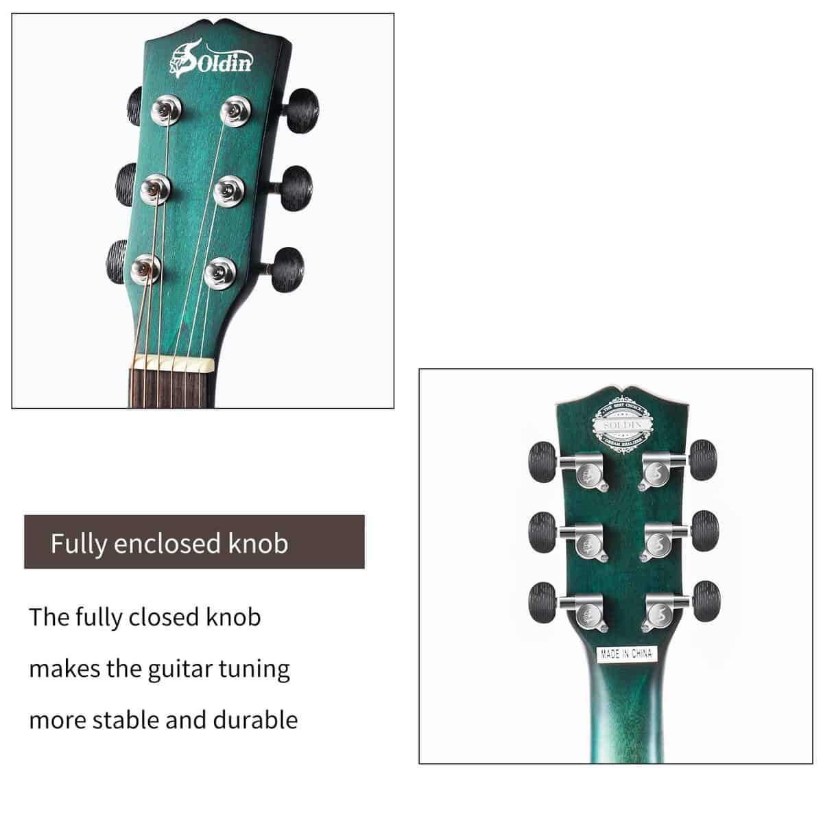 Guitarra Acústica Premium Soldin de 40 Pulgadas con Tapa de - Imagen 4