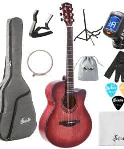 Guitarra acústica Soldin de 40 pulgadas con tapa sólida de