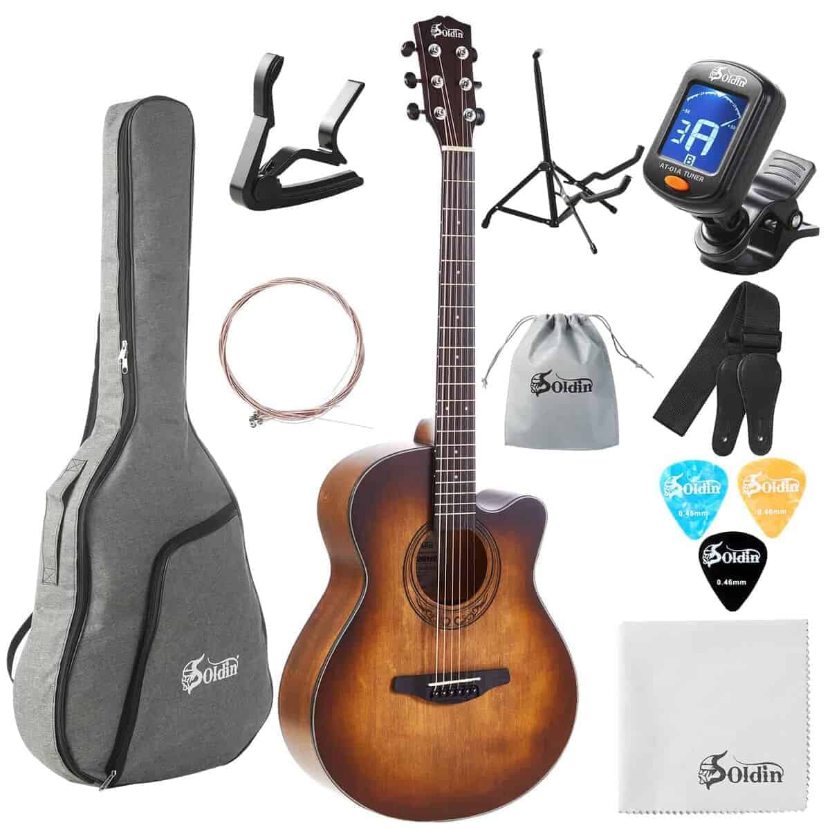 Guitarra Acústica Soldin de 40 Pulgadas Premium con Tapa