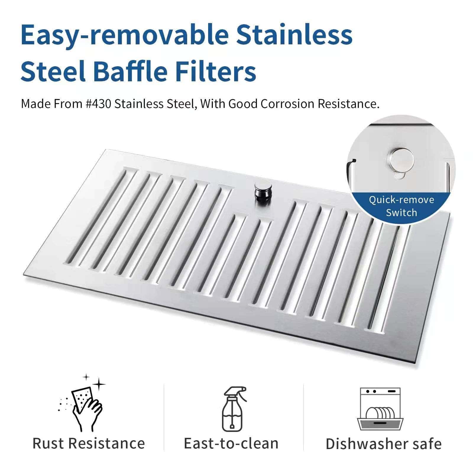 Campana de cocina insertable Zomagas de 30 pulgadas, acero - Imagen 5