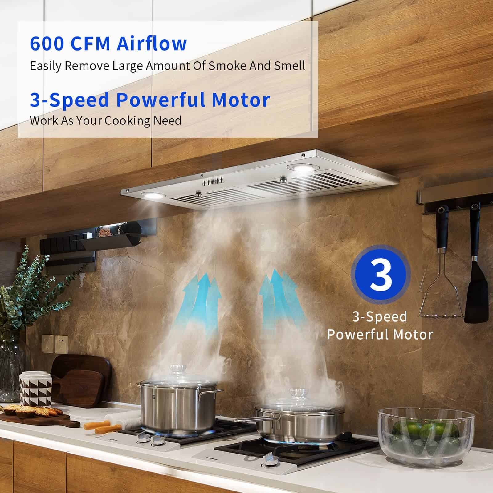 Campana de cocina insertable Zomagas de 30 pulgadas, acero - Imagen 3