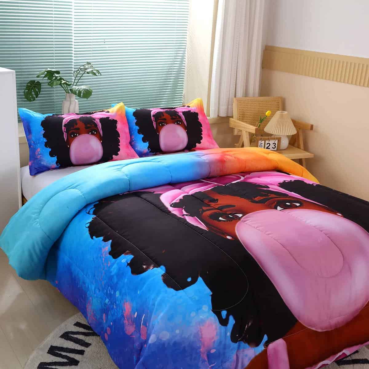 Suncloris Juego de Colcha para Cama Queen Africana Negra - Imagen 4