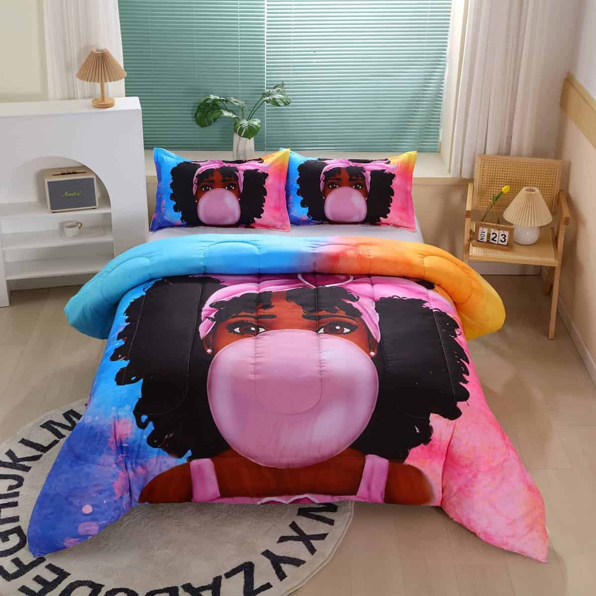 Suncloris Juego de Colcha para Cama Queen Africana Negra
