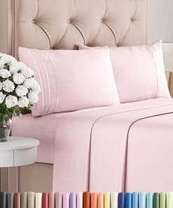 Juego de sábanas de 4 piezas tamaño Cal -Rosa lavanda