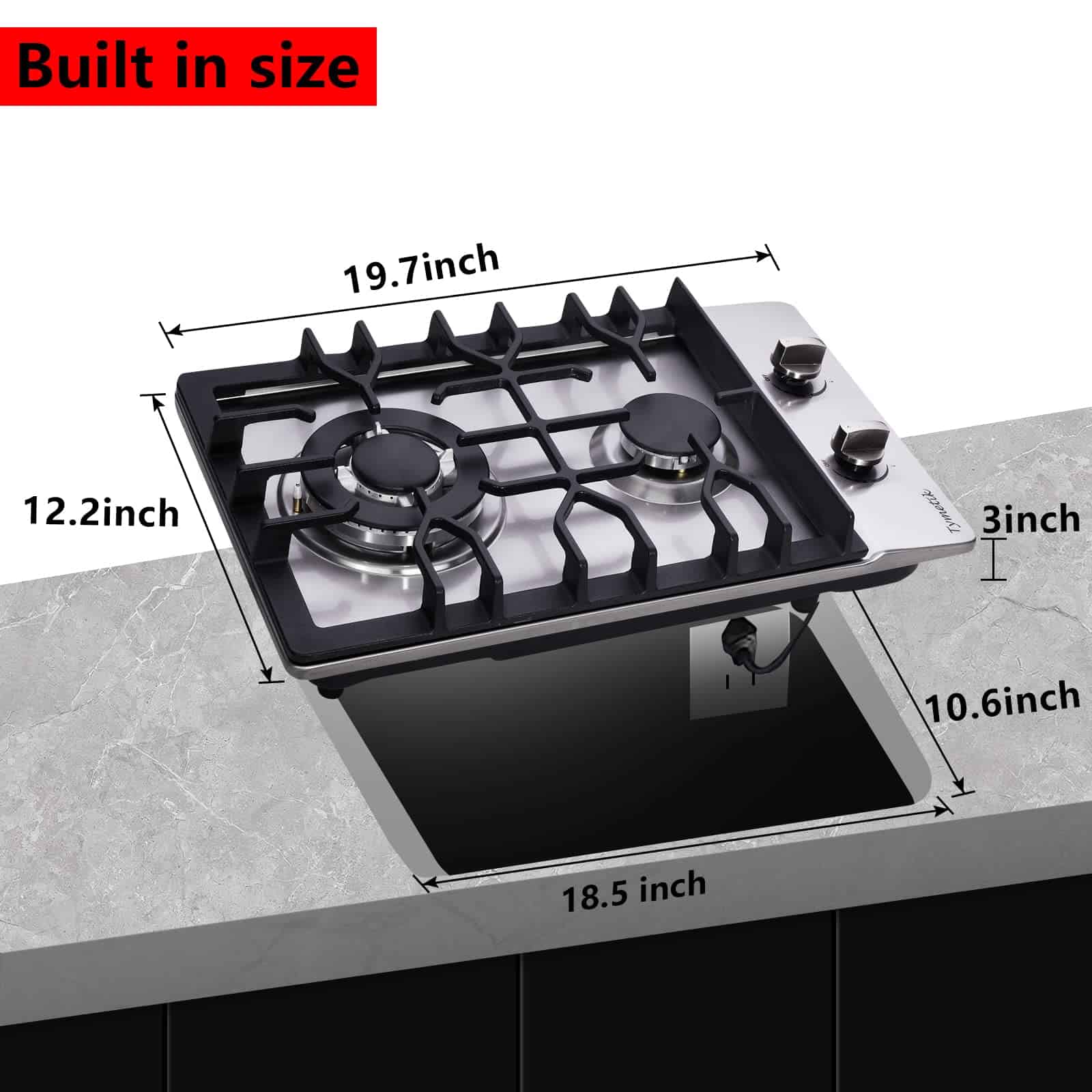 Estufa de Gas de 12 Pulgadas, 2 Quemadores Estufa de Gas - Imagen 6